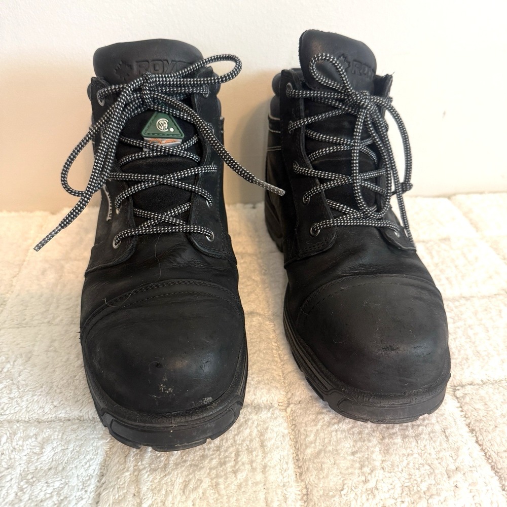 Royer Mens Black Leather Workboots 9R Composite Toe Lace Up CSA Approved Safety